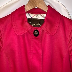 Coach 1941 Lock Button Trench Coat with Signature Interior in Fuchsia Sz XS